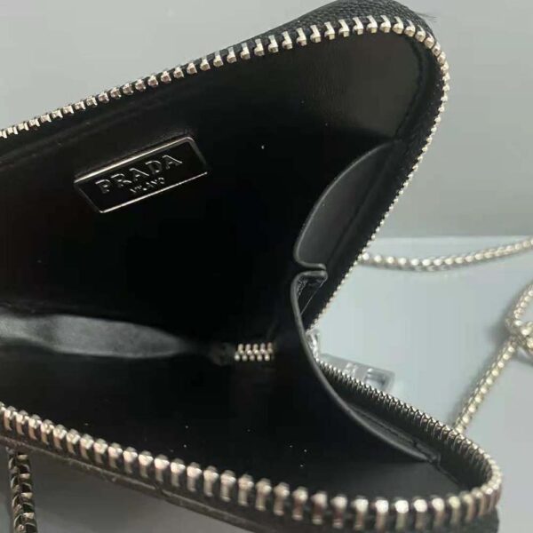 Prada Women Brushed Leather Mini-Pouch-Black - Image 9