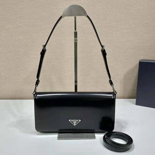 Prada Women Brushed Leather Prada Femme Bag-Black - Image 2