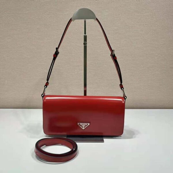 Prada Women Brushed Leather Prada Femme Bag-Red - Image 2