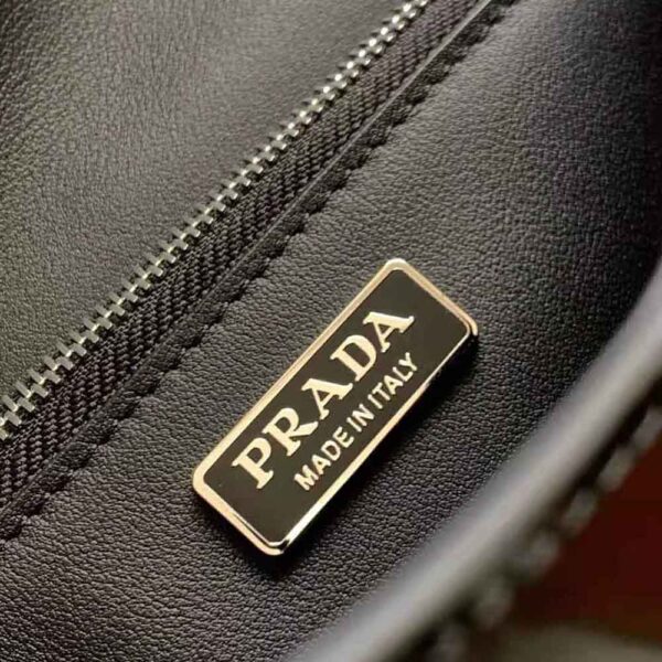 Prada Women Brushed Leather Shoulder Bag-Black - Image 9