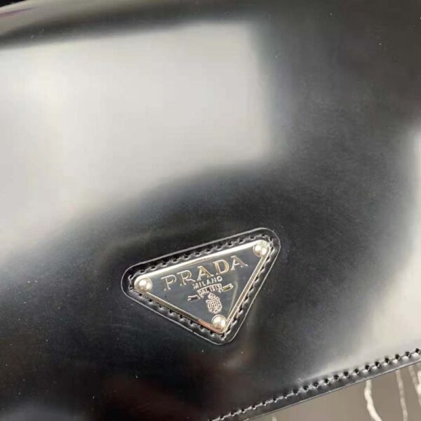 Prada Women Brushed Leather Shoulder Bag-Black - Image 10
