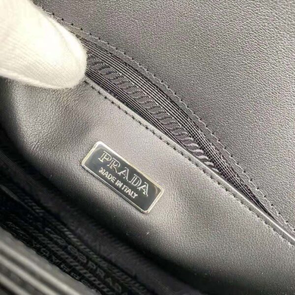 Prada Women Brushed Leather Shoulder Bag-Black - Image 9