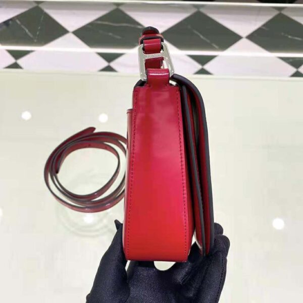 Prada Women Brushed Leather Shoulder Bag-Red - Image 7