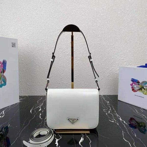 Prada Women Brushed Leather Shoulder Bag-White - Image 2