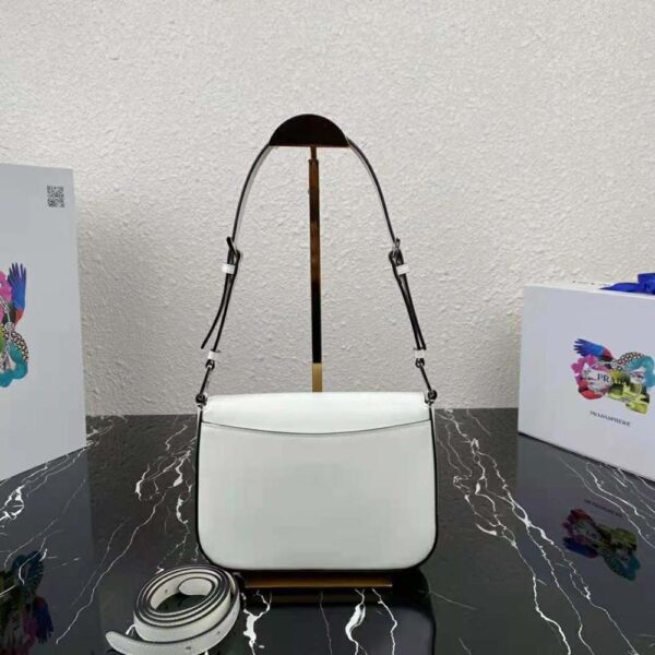 Prada Women Brushed Leather Shoulder Bag-White - Image 3