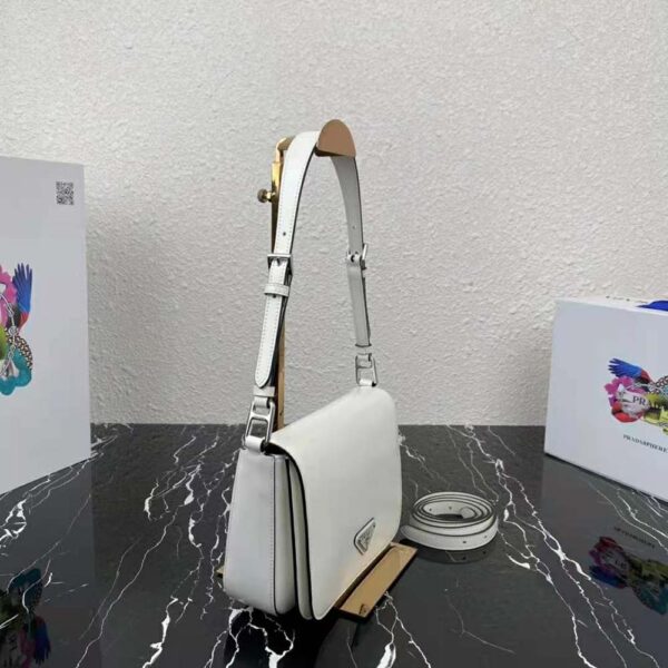 Prada Women Brushed Leather Shoulder Bag-White - Image 5