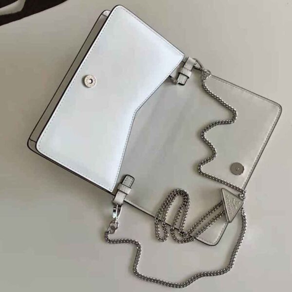 Prada Women Brushed Leather Shoulder Bag-White - Image 4