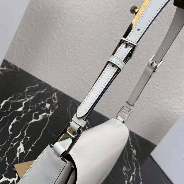 Prada Women Brushed Leather Shoulder Bag-White - Image 6