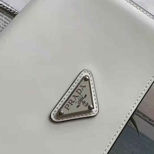 Prada Women Brushed Leather Shoulder Bag-White - Image 10