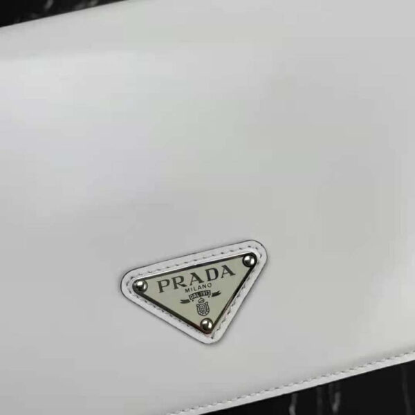 Prada Women Brushed Leather Shoulder Bag-White - Image 8