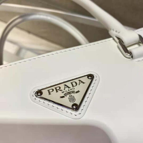 Prada Women Brushed Leather Tote Bag-White - Image 9
