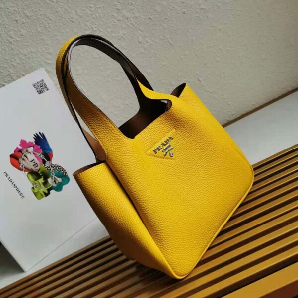 Prada Women Calf Leather Handbag-Yellow - Image 4