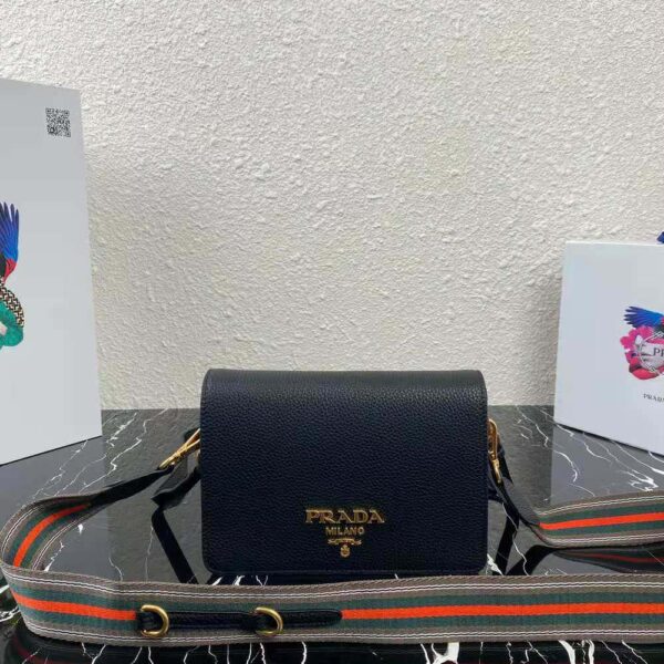 Prada Women Calf Leather Shoulder Bag-Black - Image 2