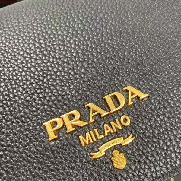 Prada Women Calf Leather Shoulder Bag-Black - Image 8