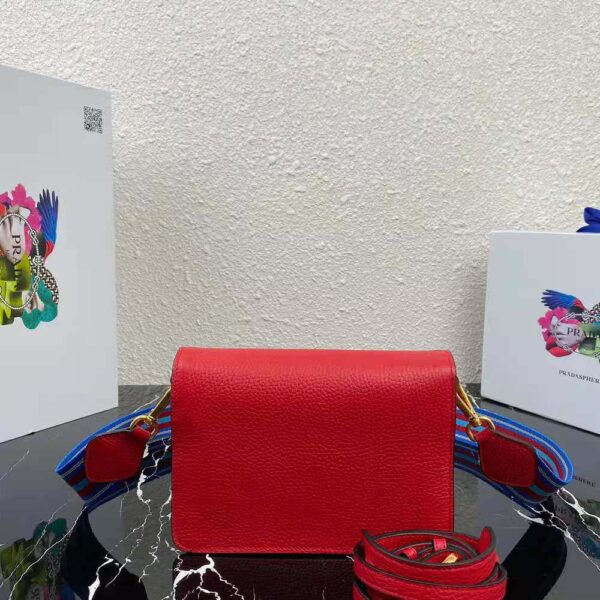 Prada Women Calf Leather Shoulder Bag-Red - Image 3