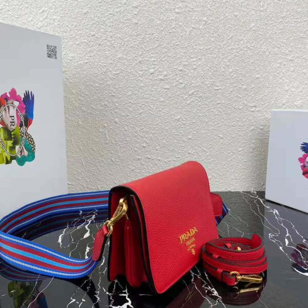 Prada Women Calf Leather Shoulder Bag-Red - Image 4