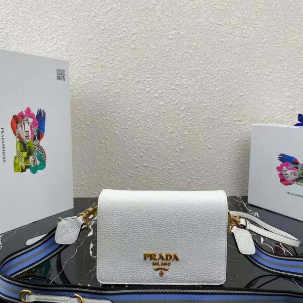 Prada Women Calf Leather Shoulder Bag-White - Image 2