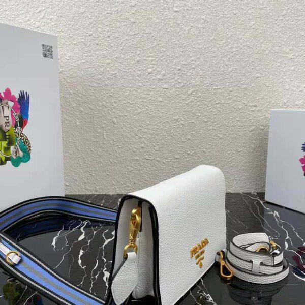 Prada Women Calf Leather Shoulder Bag-White - Image 4