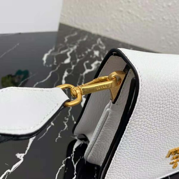 Prada Women Calf Leather Shoulder Bag-White - Image 8