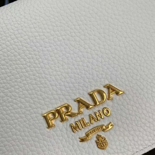 Prada Women Calf Leather Shoulder Bag-White - Image 9