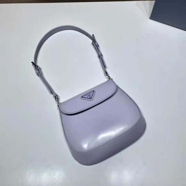 Prada Women Cleo Brushed Leather Mini Bag-Purple - Image 5
