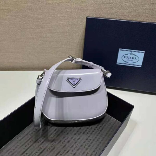 Prada Women Cleo Brushed Leather Mini Bag-Purple - Image 4