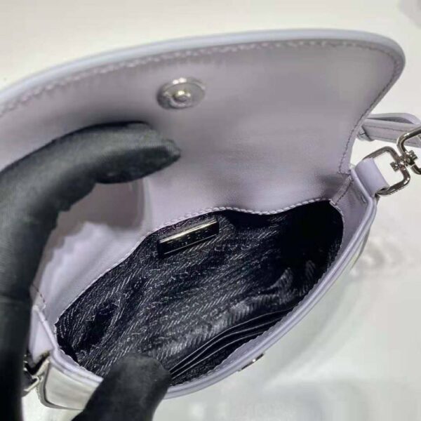 Prada Women Cleo Brushed Leather Mini Bag-Purple - Image 9