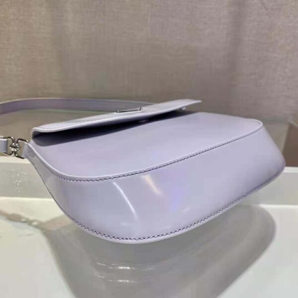 Prada Women Cleo Brushed Leather Shoulder Bag with Flap-Purple - Image 6