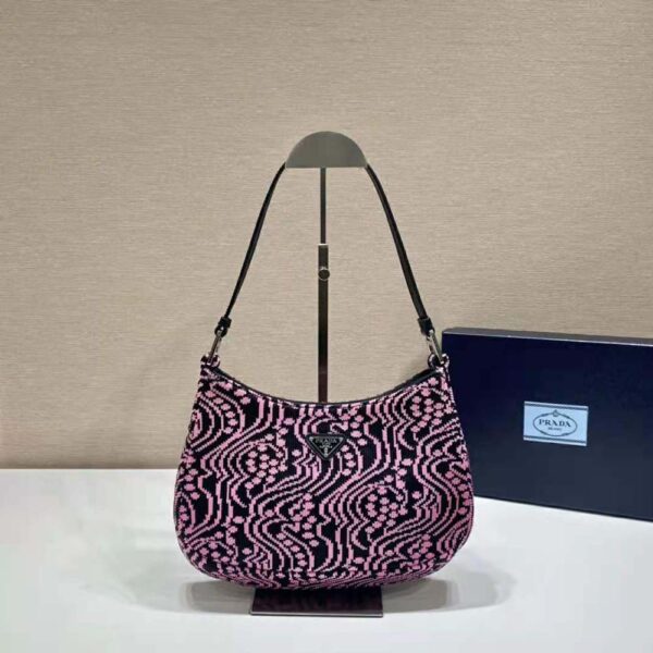Prada Women Cleo Jacquard Knit and Leather Bag - Image 2