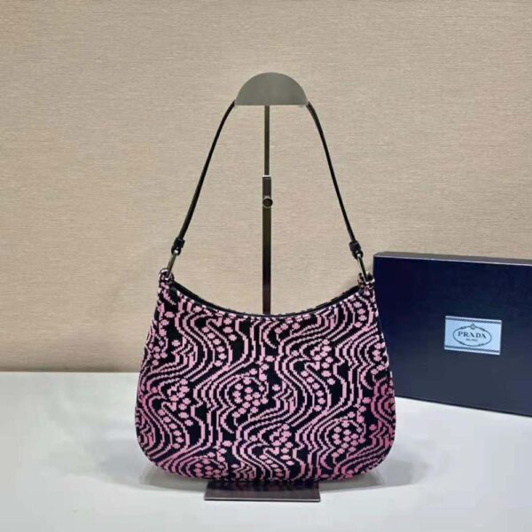Prada Women Cleo Jacquard Knit and Leather Bag - Image 3