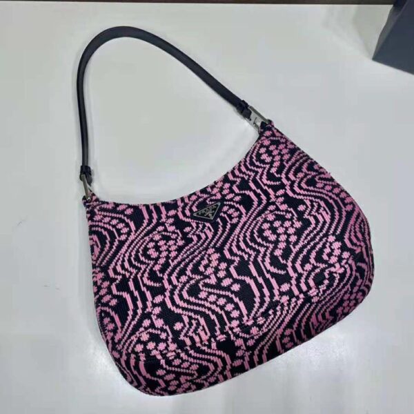 Prada Women Cleo Jacquard Knit and Leather Bag - Image 5