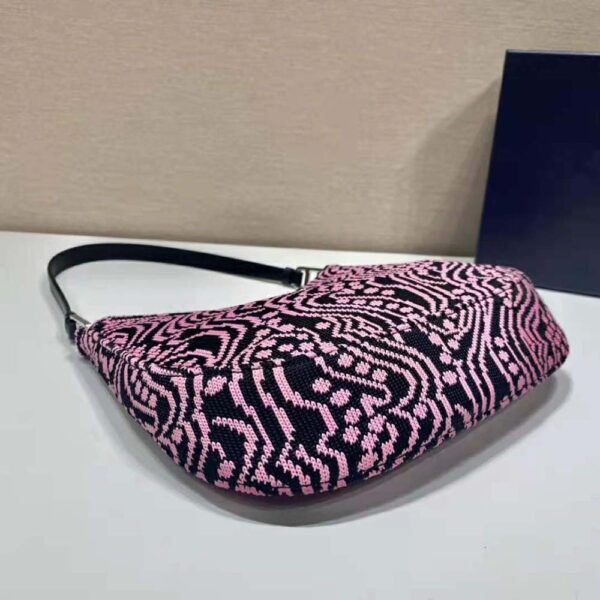 Prada Women Cleo Jacquard Knit and Leather Bag - Image 6