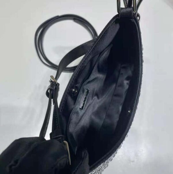 Prada Women Cleo Satin Bag with Appliques-Black - Image 9
