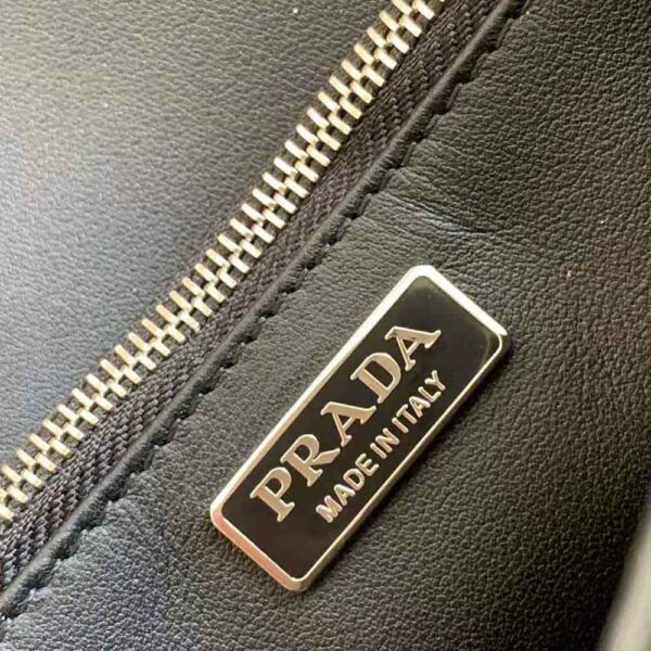 Prada Women Embleme Brushed-Leather Bag-Black - Image 7