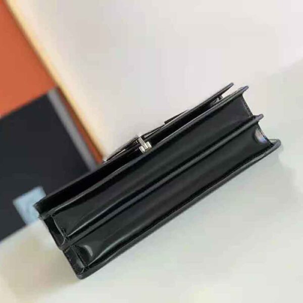 Prada Women Embleme Brushed-Leather Bag-Black - Image 5