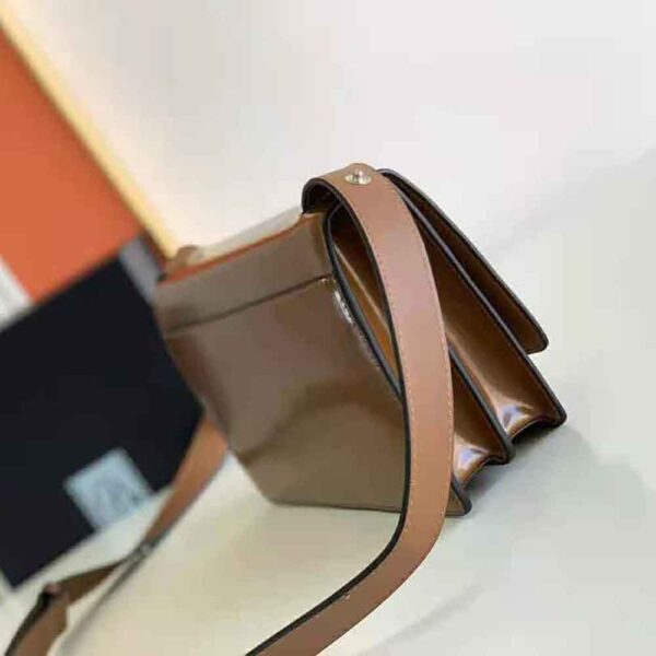 Prada Women Embleme Brushed-Leather Bag-Brown - Image 6