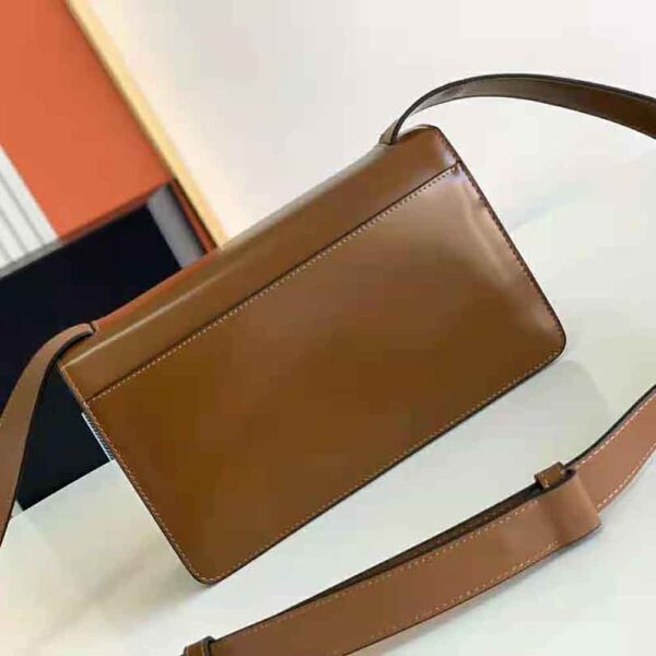Prada Women Embleme Brushed-Leather Bag-Brown - Image 3