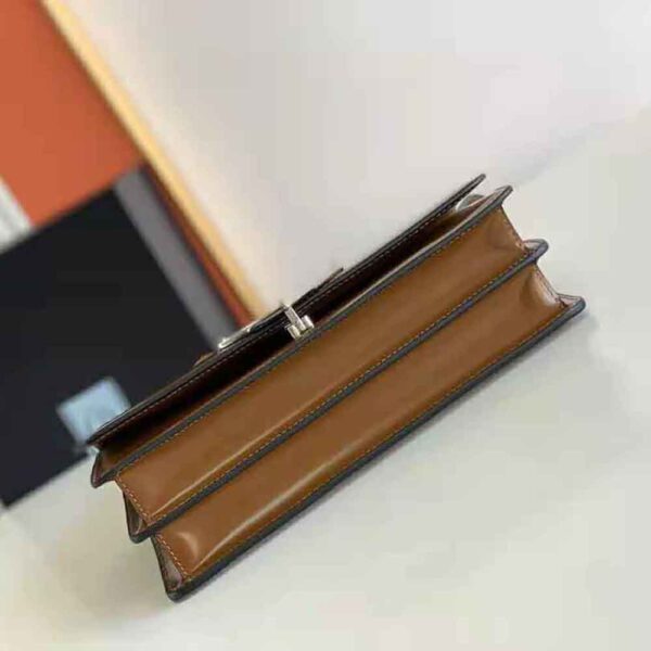 Prada Women Embleme Brushed-Leather Bag-Brown - Image 4