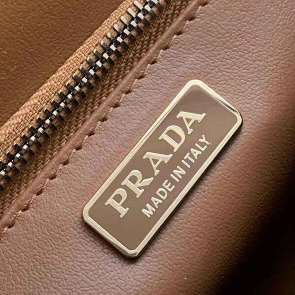 Prada Women Embleme Brushed-Leather Bag-Brown - Image 8