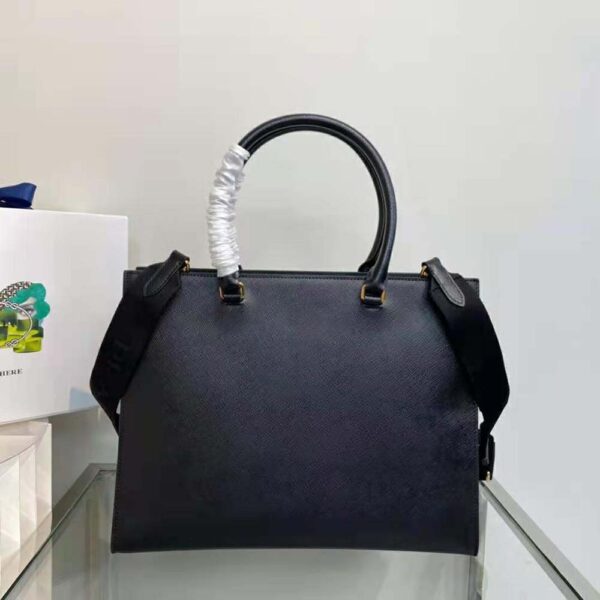Prada Women Large Saffiano Leather Handbag-Black - Image 3