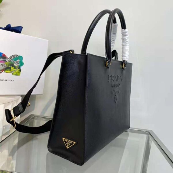 Prada Women Large Saffiano Leather Handbag-Black - Image 6