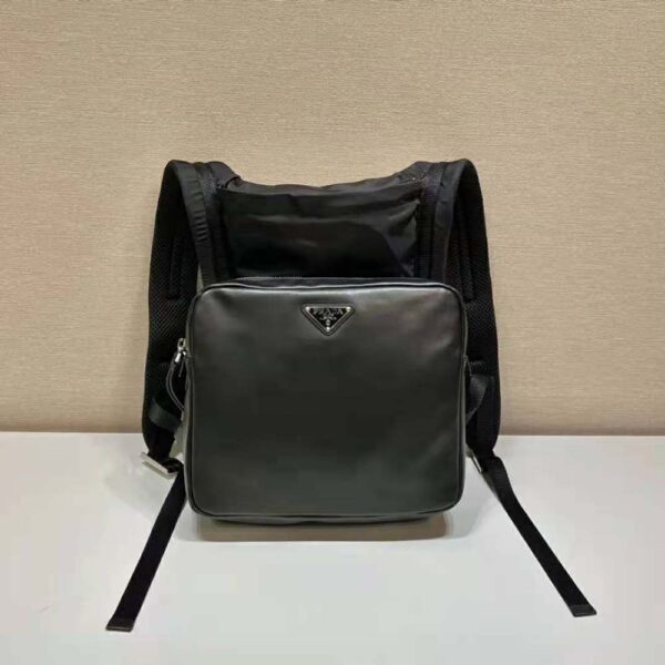 Prada Women Leather Backpack with Hood-Black - Image 2