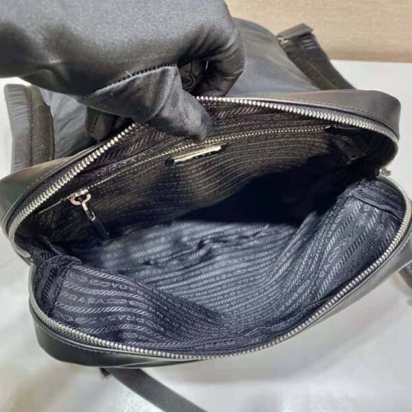 Prada Women Leather Backpack with Hood-Black - Image 9