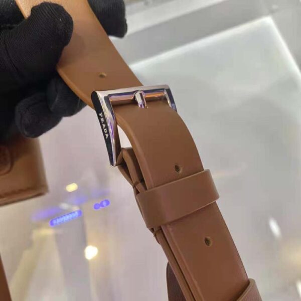 Prada Women Leather Belt With a Hybrid Multifunctional Design-Brown - Image 9