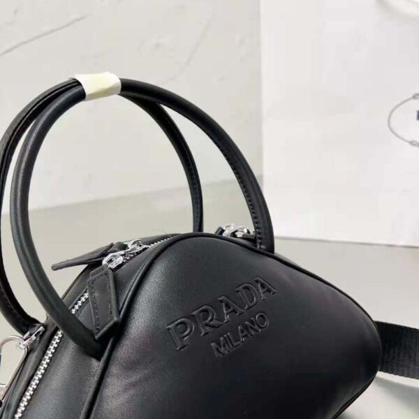 Prada Women Leather Prada Triangle Bag-Black - Image 9