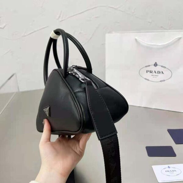 Prada Women Leather Prada Triangle Bag-Black - Image 4