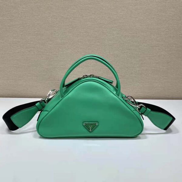 Prada Women Leather Prada Triangle Bag-Green - Image 3