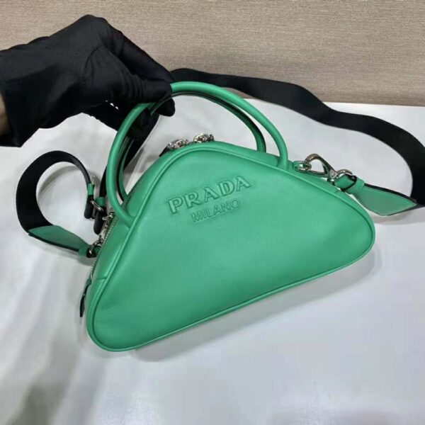Prada Women Leather Prada Triangle Bag-Green - Image 4