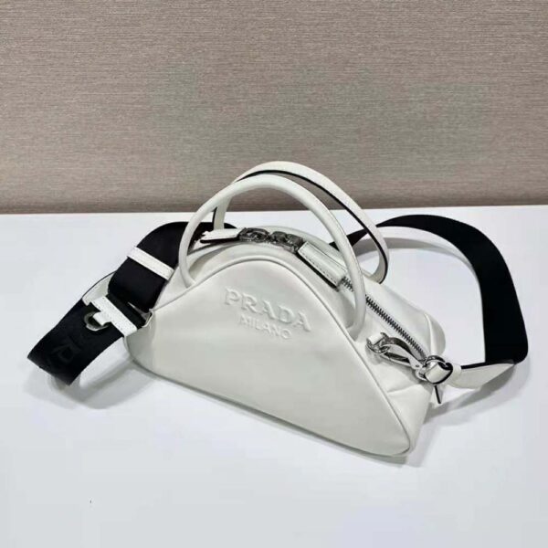 Prada Women Leather Prada Triangle Bag-White - Image 5