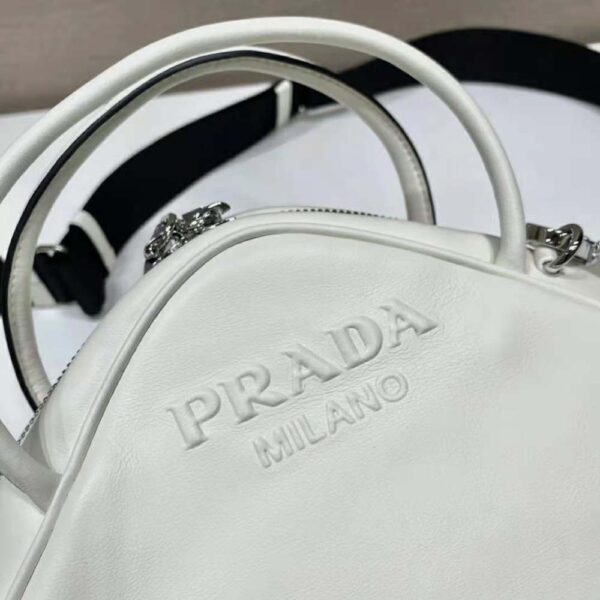 Prada Women Leather Prada Triangle Bag-White - Image 8
